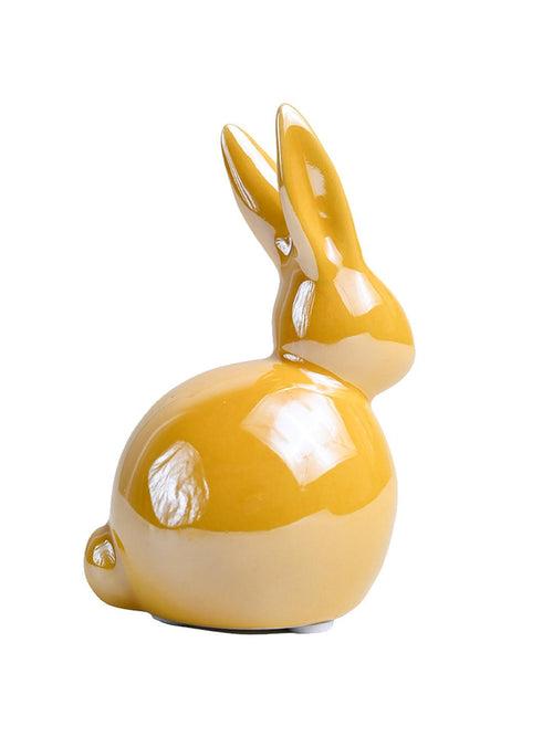 VON CASA Ceramic Decorative Rabbit - Yellow, Set Of 2