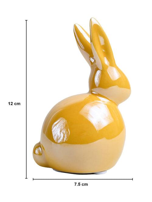 VON CASA Ceramic Decorative Rabbit - Yellow, Set Of 2