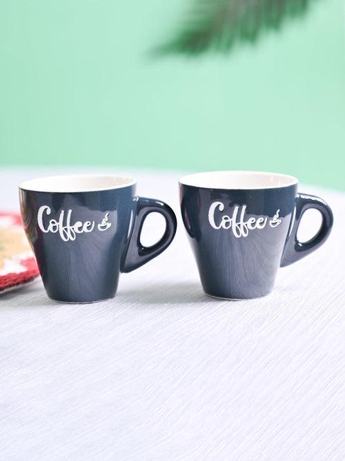 VON CASA Black Coffee Mug - Set Of 2, 90Ml Each