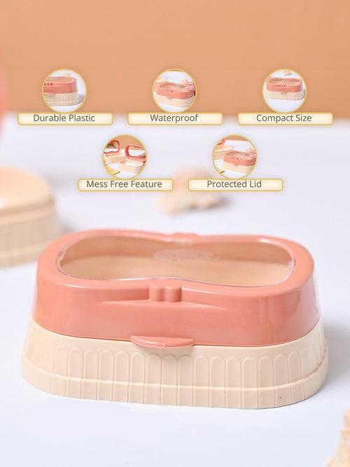 Market99 Plastic Peach & Beige Soap Dish - Set Of 2