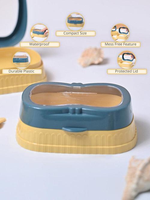 Market99 Plastic Blue & Yellow Soap Dish - Set Of 2
