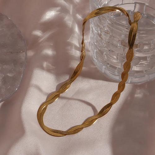 18KT Gold Plated Twisted Silk Necklace