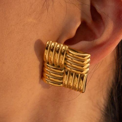 18KT Gold Plated Block Earrings