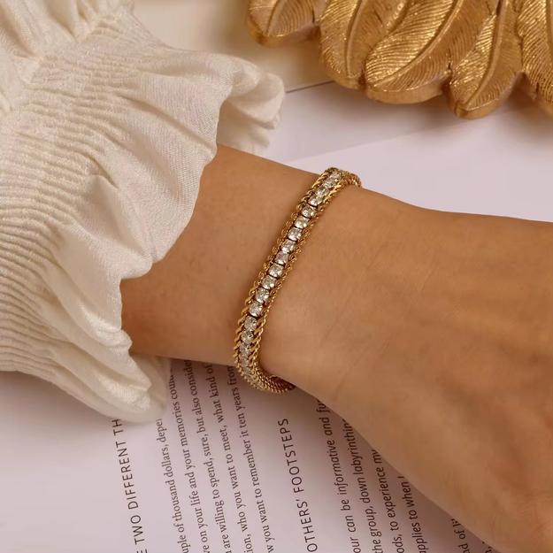 18KT Gold Plated Veera Tennis Bracelet