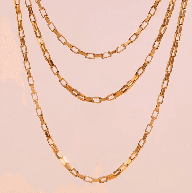 18KT Gold Plated Hollow Box Chain