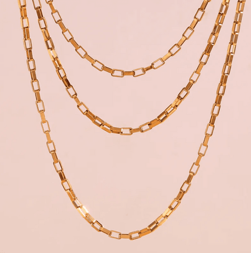 18KT Gold Plated Hollow Box Chain