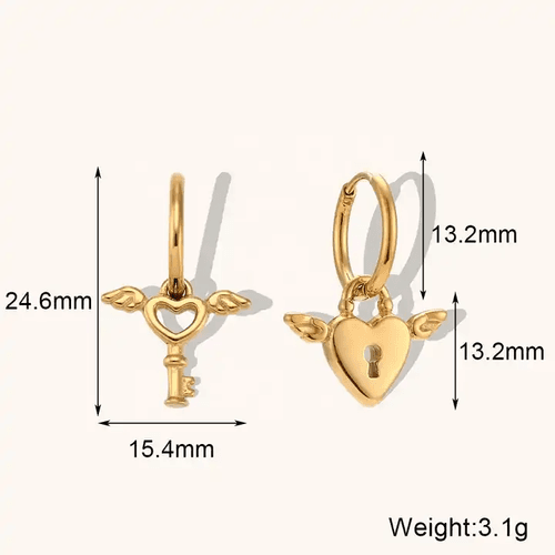 18KT Gold Plated Heart Lock Earrings