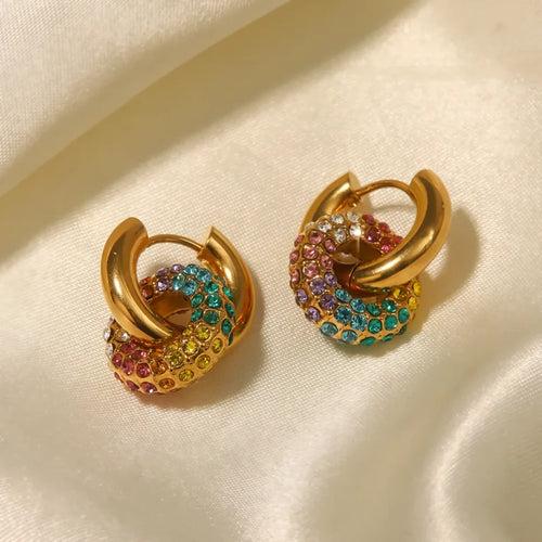 18KT Gold Plated Maria Multicolour Hoop Earrings