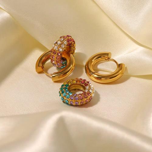 18KT Gold Plated Maria Multicolour Hoop Earrings