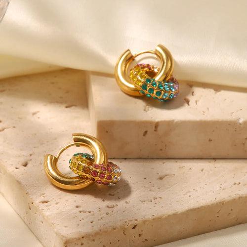 18KT Gold Plated Maria Multicolour Hoop Earrings