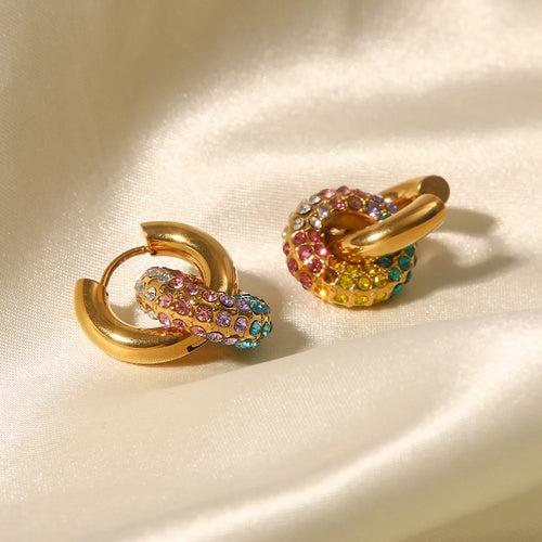 18KT Gold Plated Maria Multicolour Hoop Earrings