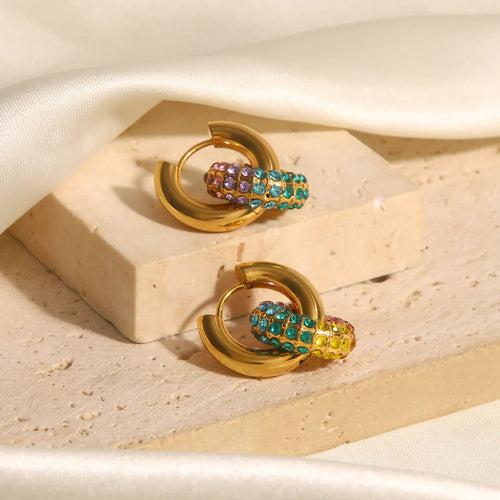 18KT Gold Plated Maria Multicolour Hoop Earrings