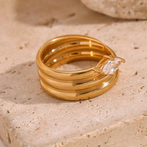 18KT Gold Plated Elena CZ Ring