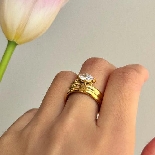 18KT Gold Plated Elena CZ Ring