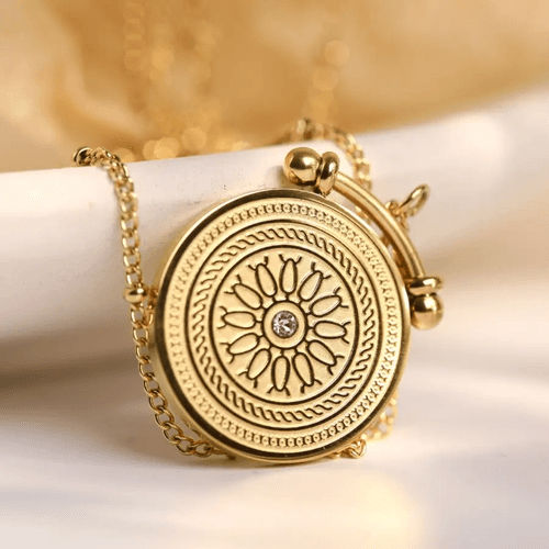 18KT Gold Plated Roman Compass Layered Necklace