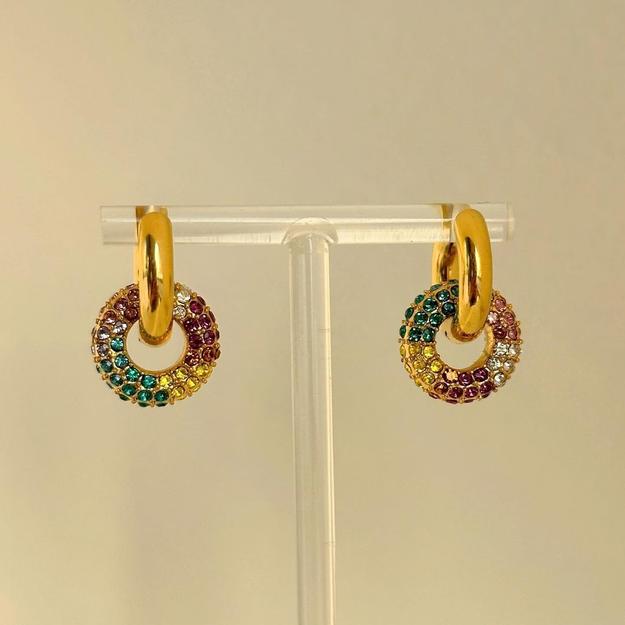 18KT Gold Plated Maria Multicolour Hoop Earrings