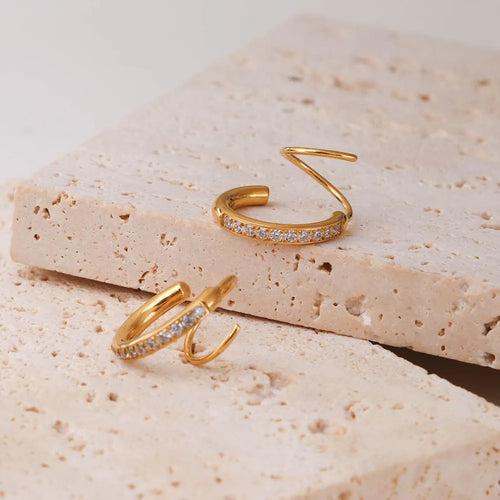 18KT Gold Plated Nora 2 in 1 CZ Huggies