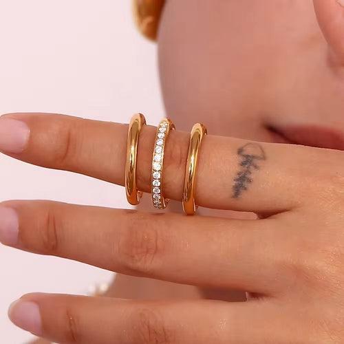 18KT Gold Plated Stackable Ring Set (Set of 3pcs)