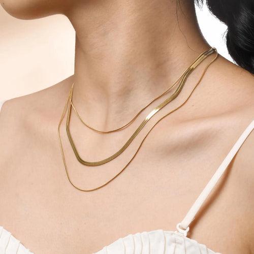 18KT Gold Plated Tri Layered Silk Chain