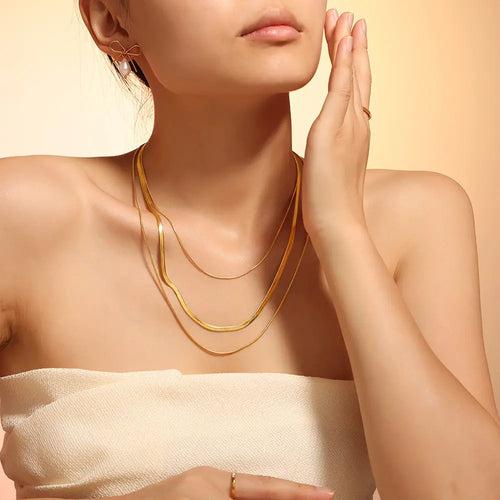 18KT Gold Plated Tri Layered Silk Chain