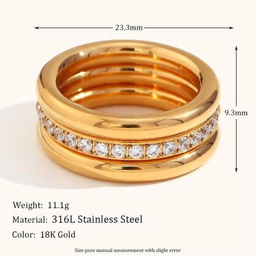 18KT Gold Plated Stackable Ring Set (Set of 3pcs)