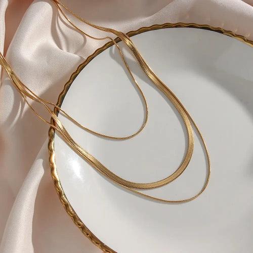 18KT Gold Plated Tri Layered Silk Chain