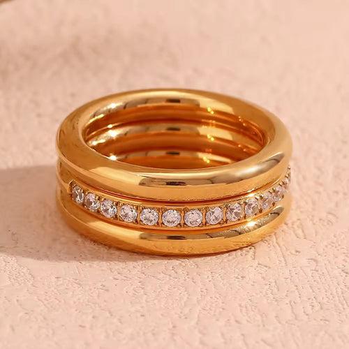 18KT Gold Plated Stackable Ring Set (Set of 3pcs)