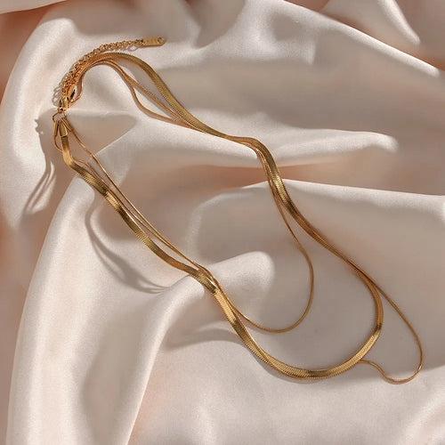 18KT Gold Plated Tri Layered Silk Chain