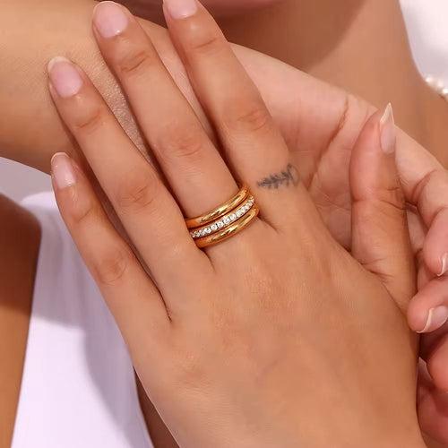 18KT Gold Plated Stackable Ring Set (Set of 3pcs)