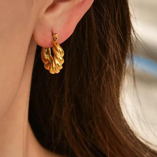 18KT Gold Plated Twisted Hoop Earrings