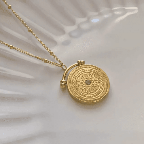 18KT Gold Plated Roman Compass Layered Necklace