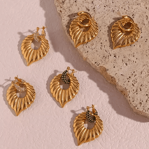 18KT Gold Plated Palm Leaf Drop Earrings