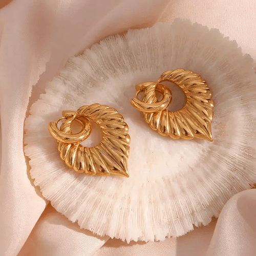 18KT Gold Plated Palm Leaf Drop Earrings