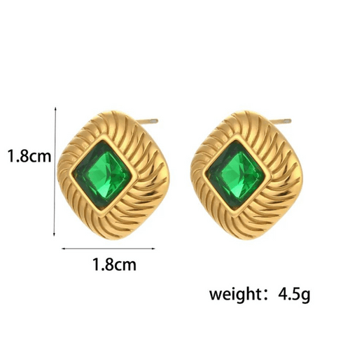 18KT Gold Plated Lozenge CZ Earrings