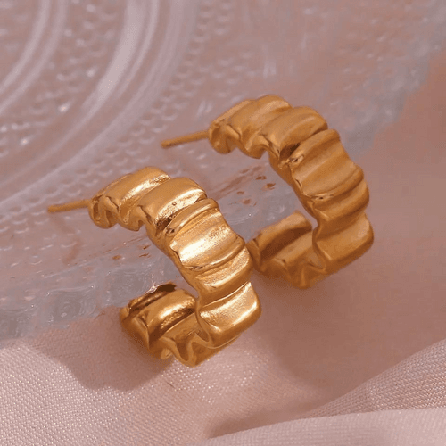 18KT Gold Plated Wave Hoop Earrings