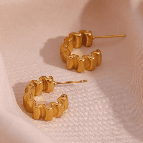18KT Gold Plated Wave Hoop Earrings