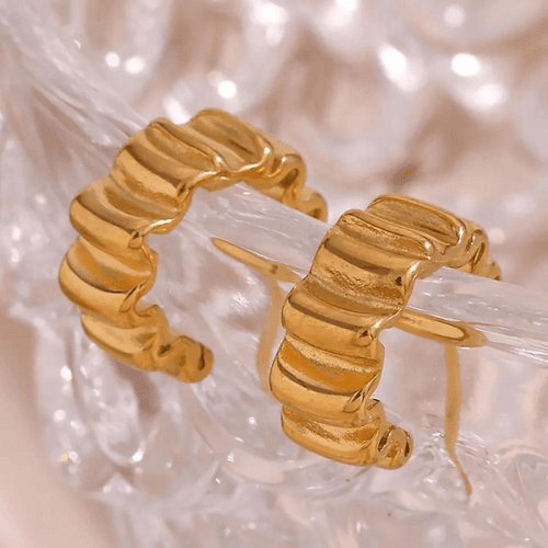 18KT Gold Plated Wave Hoop Earrings