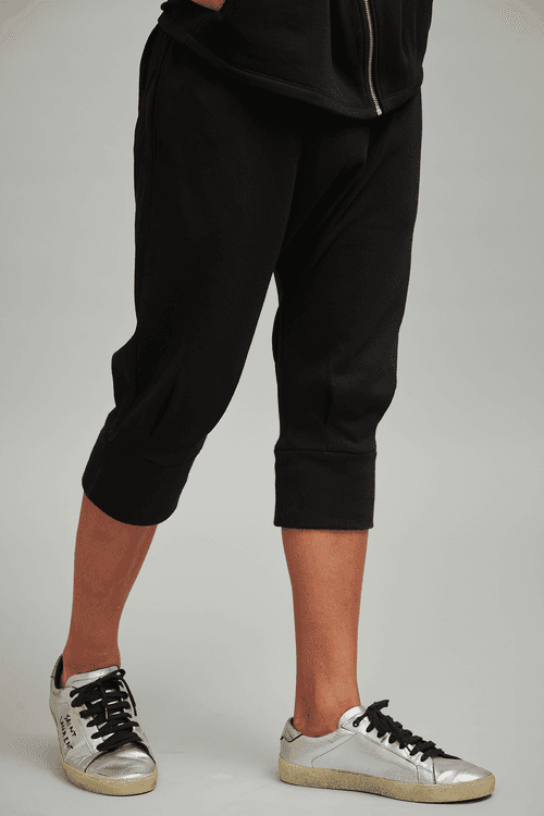 Sleeveless Cross Zip Hoodie Crop Jogger Set