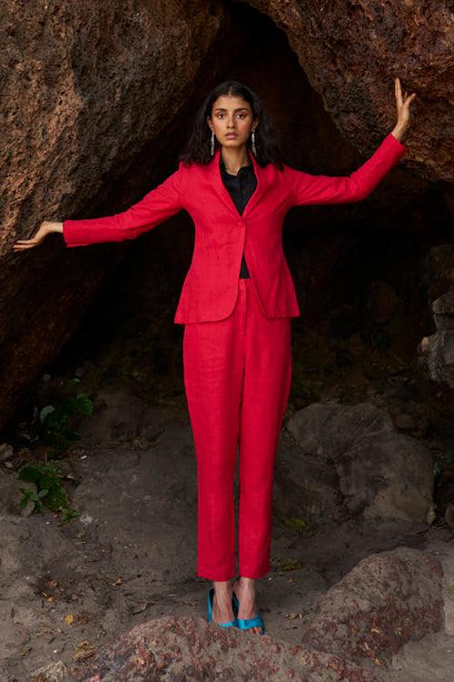 Red Linen Pant