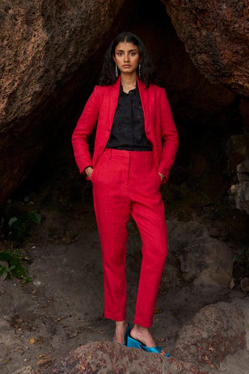Red Linen Pant