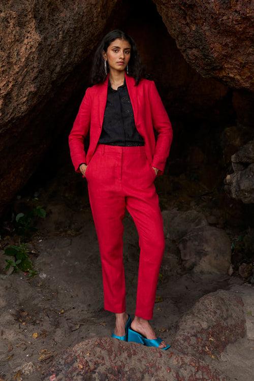 Red Linen Pant