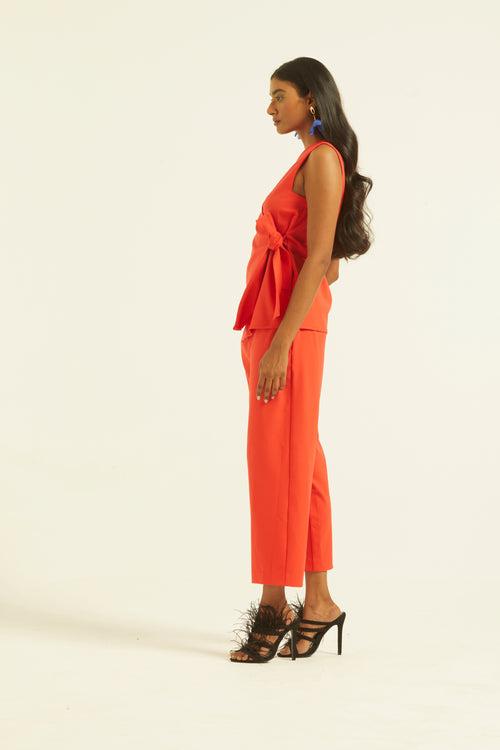 Sleeveless Coral Side Tie Set