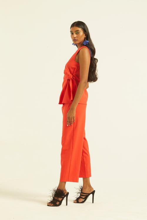 Sleeveless Coral Side Tie Set