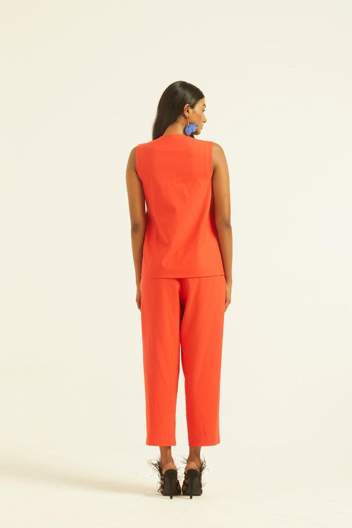 Sleeveless Coral Side Tie Set