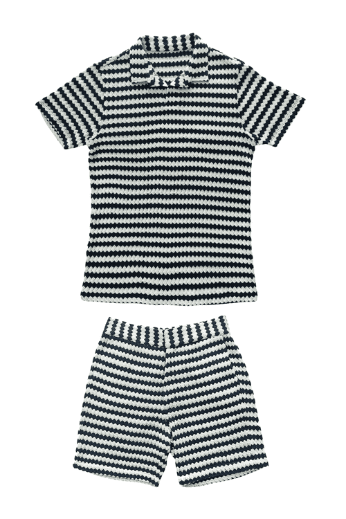 Stripe Knit Shorts Set