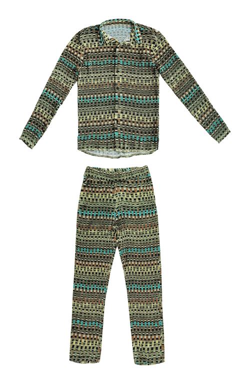 Geo Pleat Pant Set