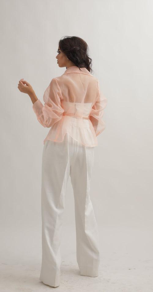 Peachy Dreamy Organza Thrown Jacket