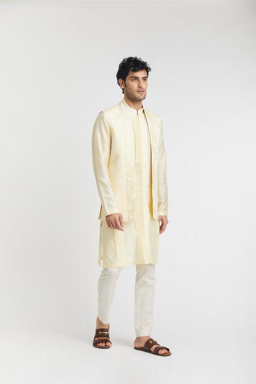 "Fayrouz Celebration" Jacquard Nehru Jacket (yellow)