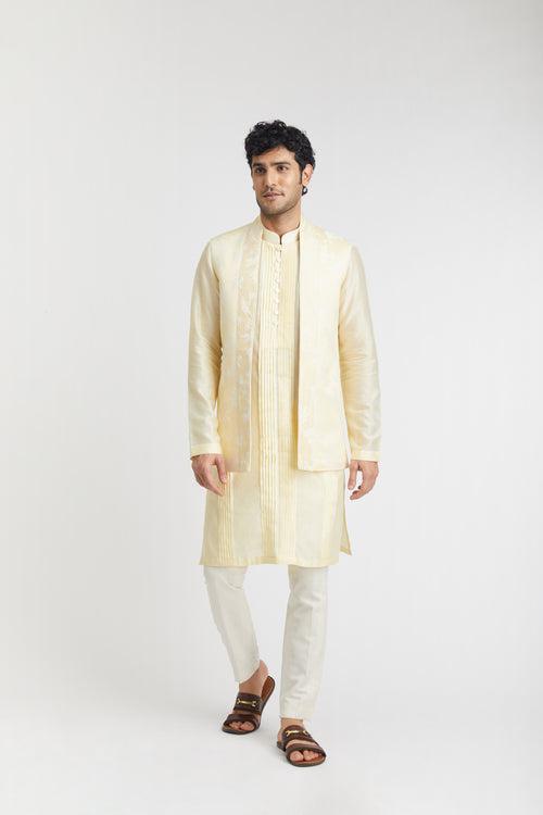 "Fayrouz Celebration" Jacquard Nehru Jacket (yellow)