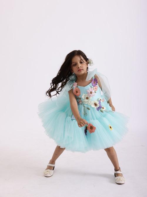 JANYAS CLOSET Blue Embellished Kayo Princess Party Dress